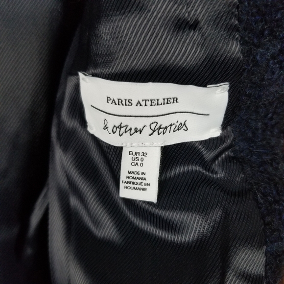 & OTHER STORIES Double Breasted Long Peacoat Navy Blue US 0 - Picture 10 of 11